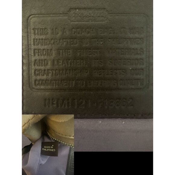 Coach Purse Khaki Sateen Signature Canvas Brown Leather Chain Bag F18862 Convert - Picture 9 of 9